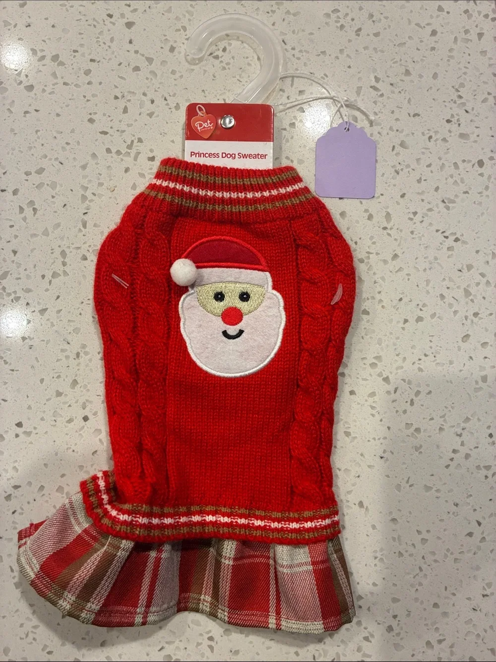 Princess Dog Sweater Dress Christmas Santa Red Plaid XS Holiday Pet Outfit NWT
